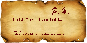 Palánki Henrietta névjegykártya